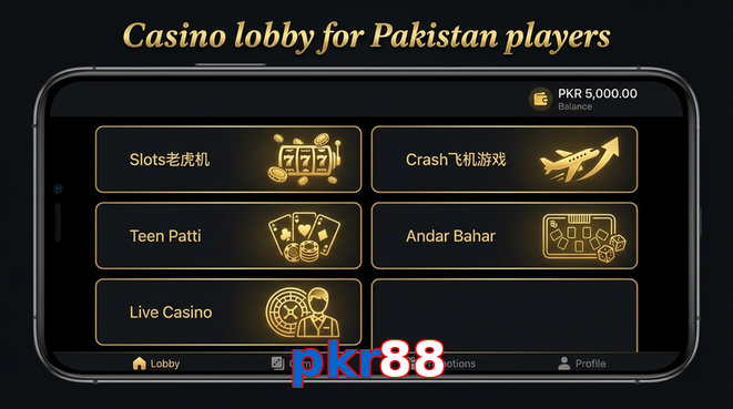 Lobby view of Pkr88 for Pakistan users